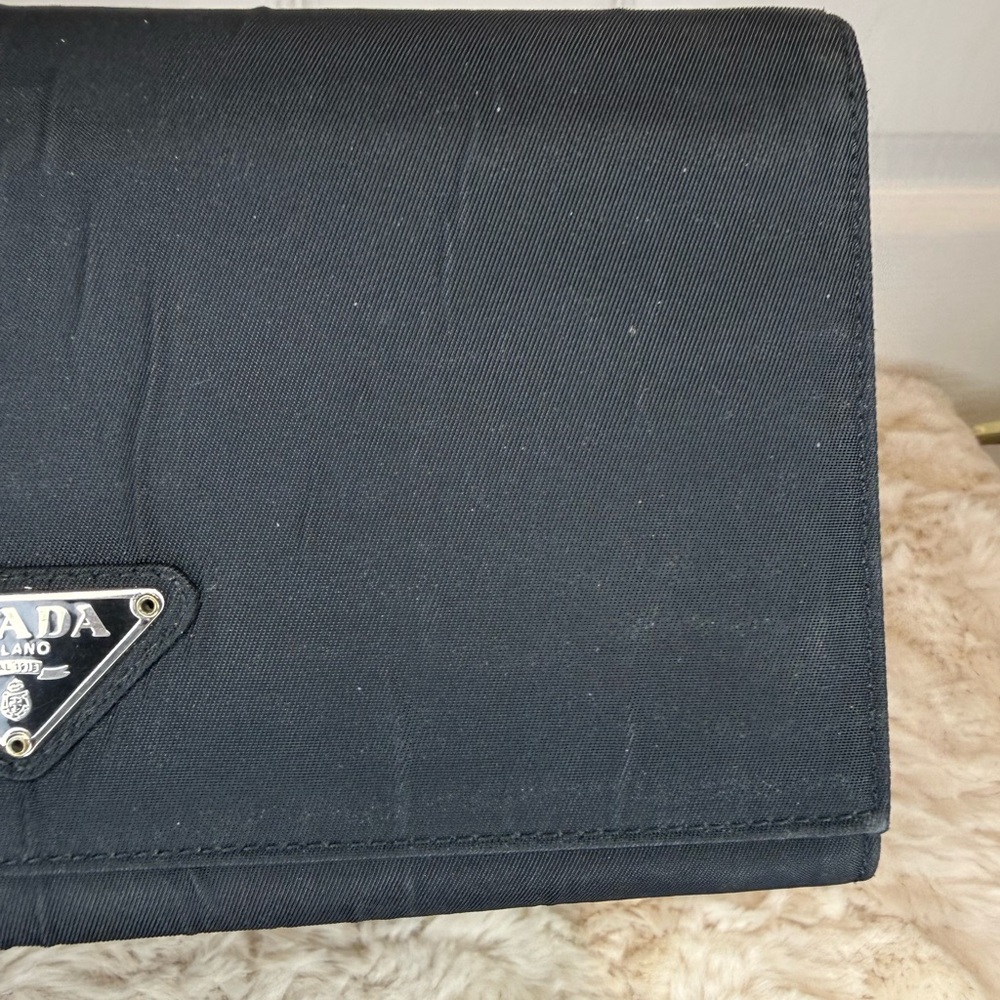 PRADA "TESSUTO" NERO NYLON AND SAFFIANO LEATHER BIFOLD WALLET - Picture 9 of 16